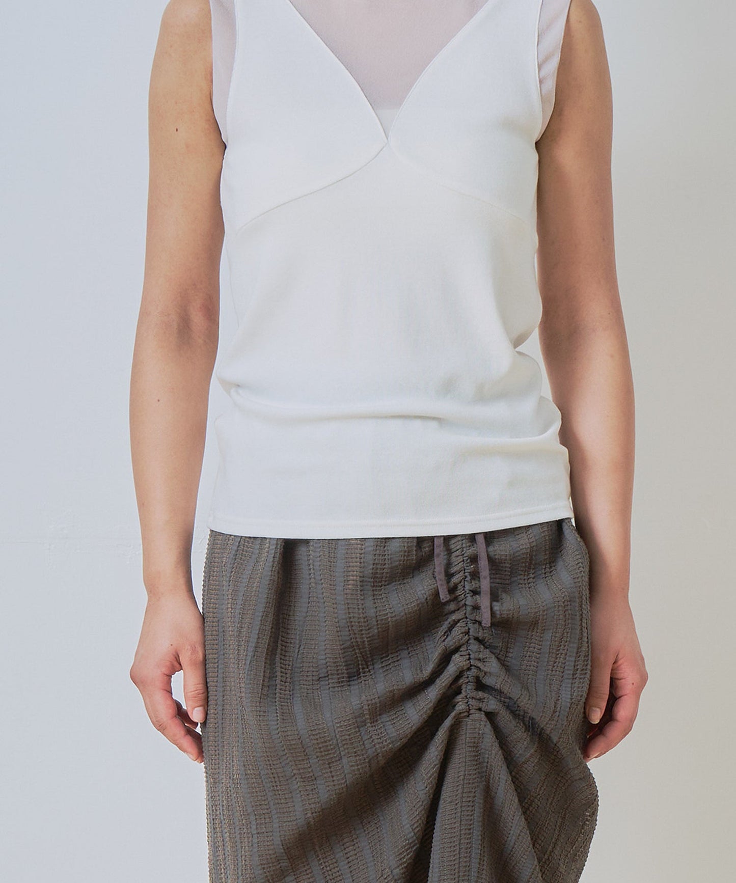 sheer combination tank top / WHT26HCS4011