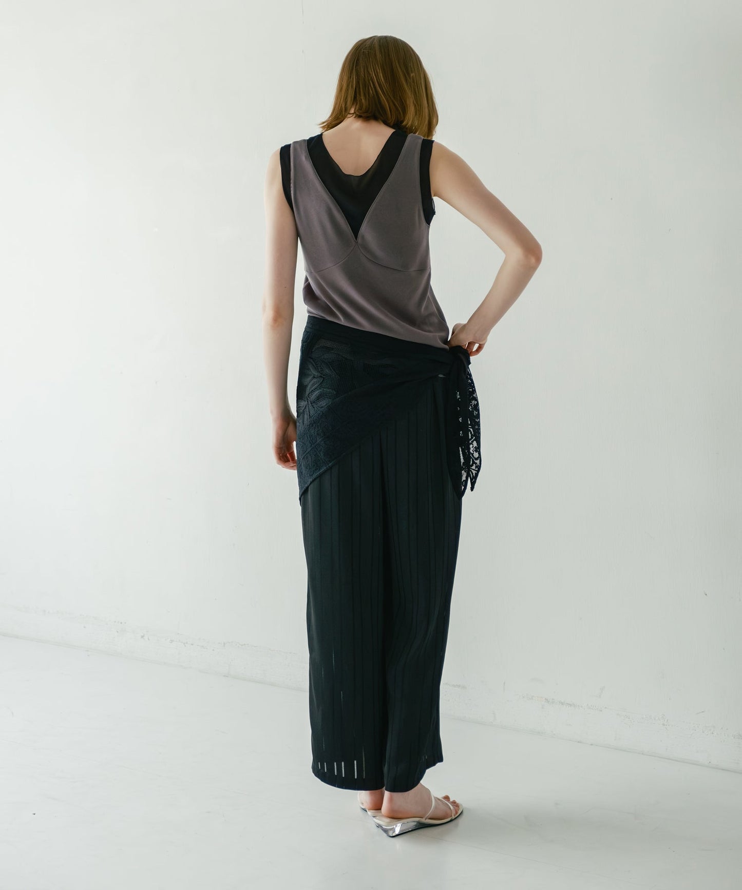 sheer combination tank top / WHT26HCS4011