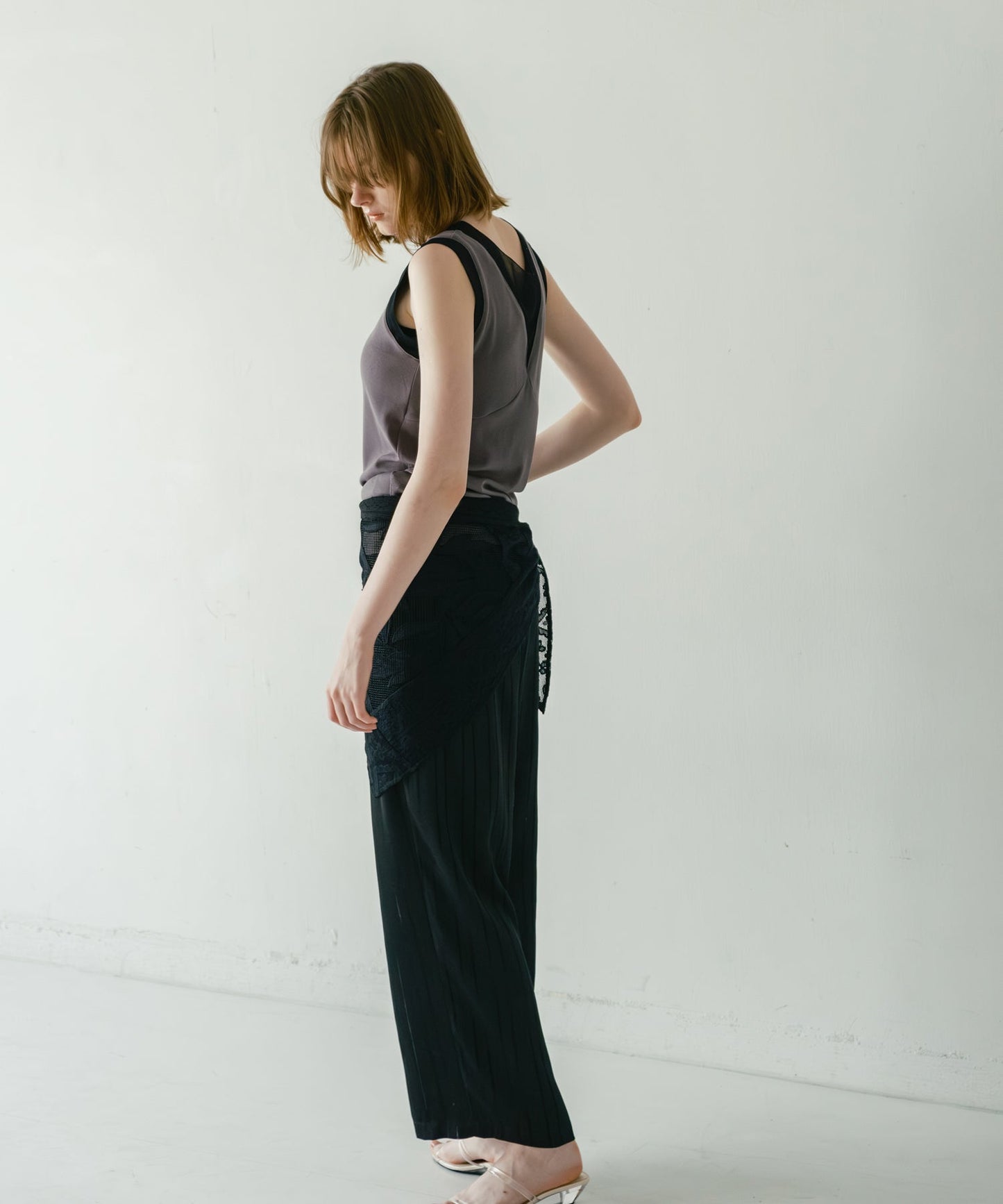 sheer combination tank top / WHT26HCS4011