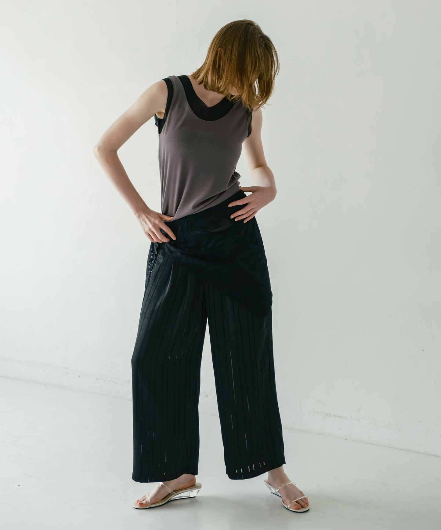 sheer combination tank top / WHT26HCS4011