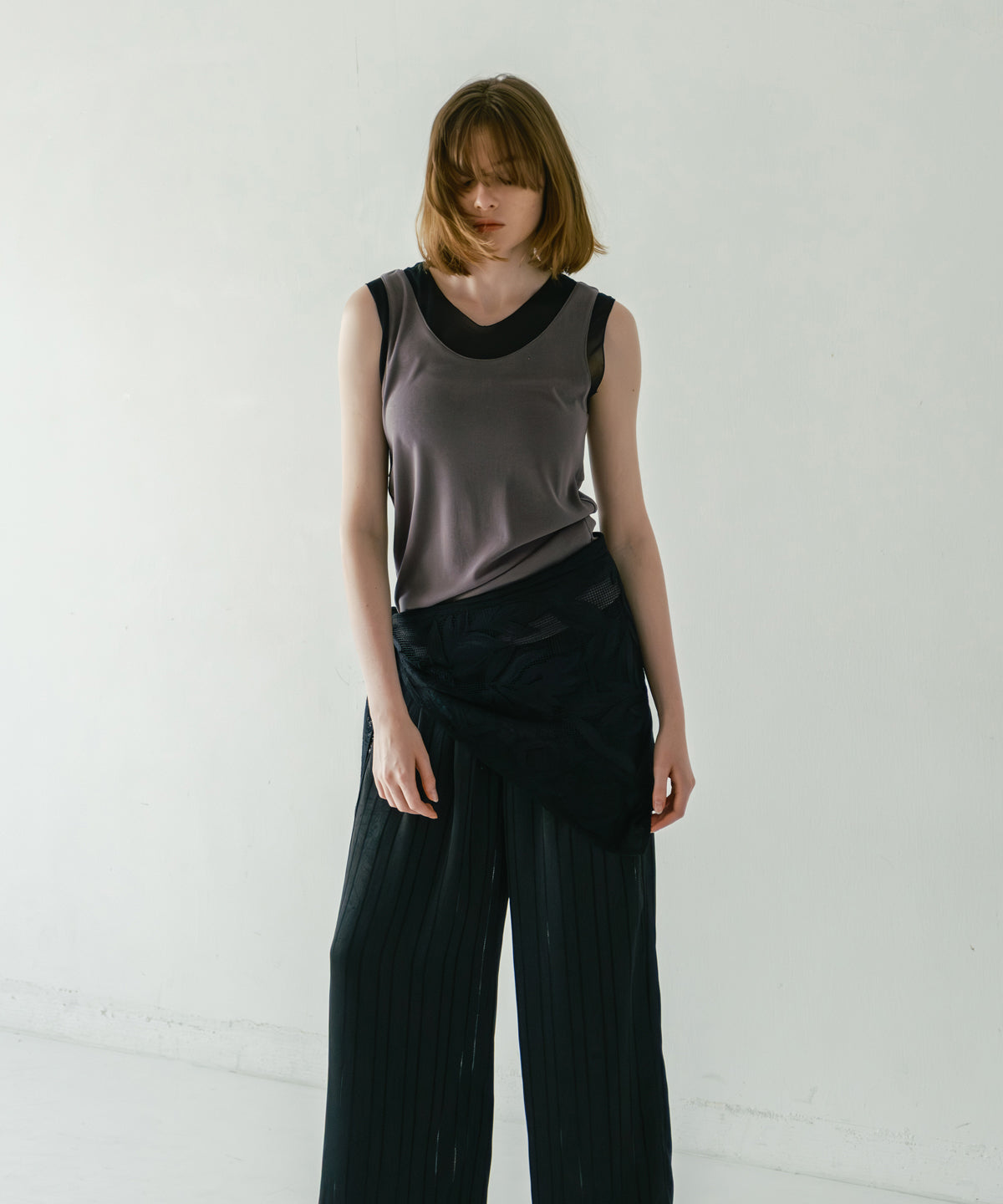 sheer combination tank top / WHT26HCS4011