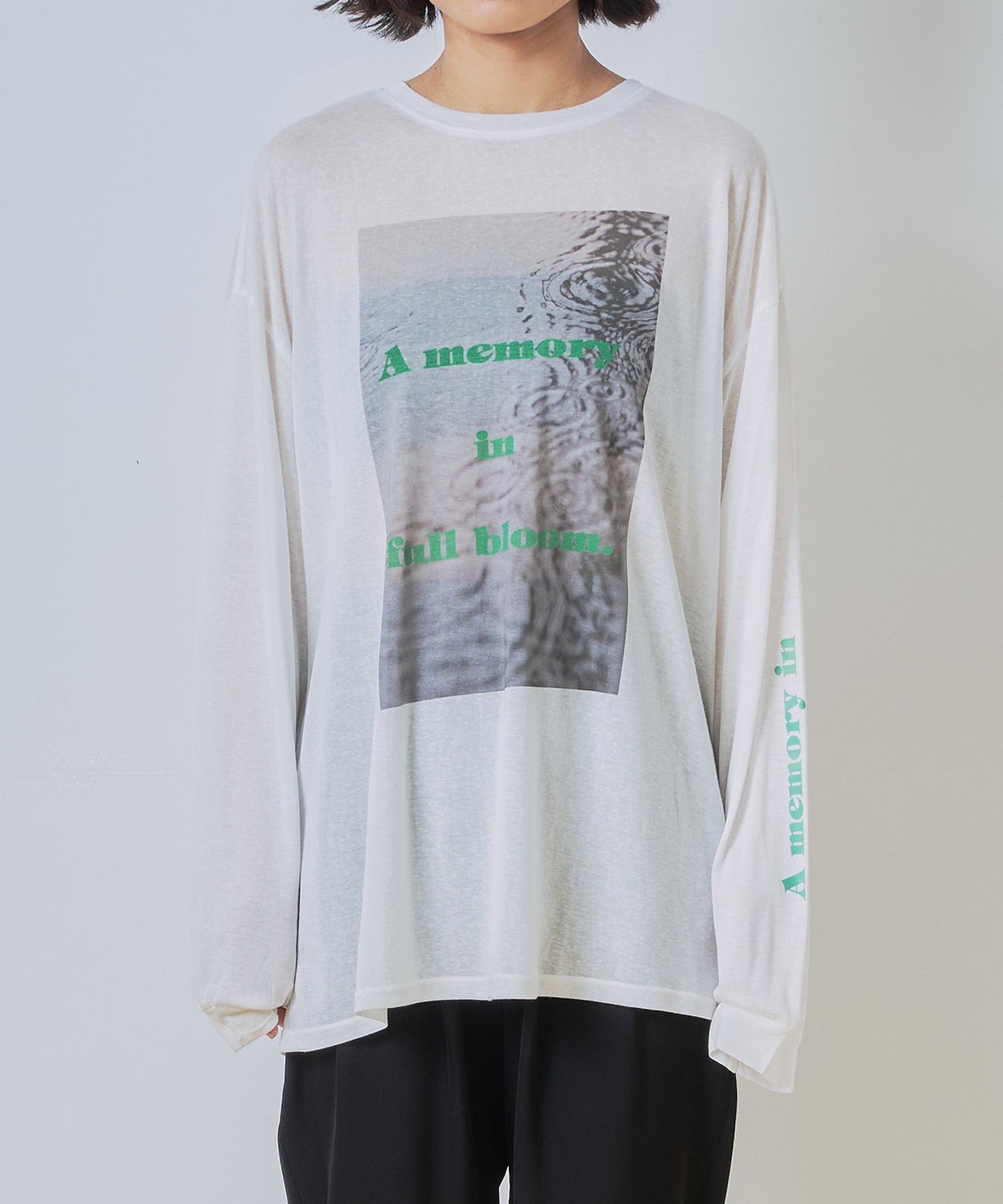 2way sheer print long tee / WHT26HCS4013