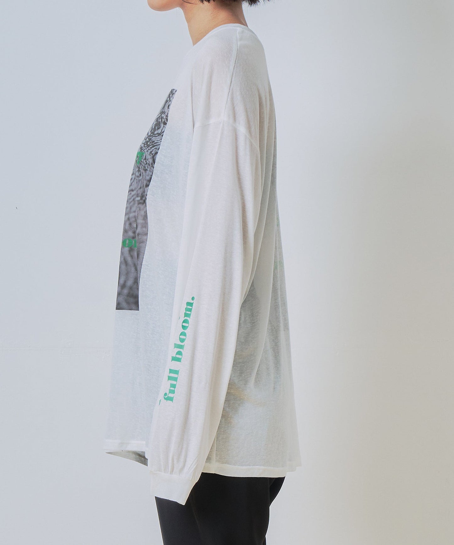 2way sheer print long tee / WHT26HCS4013