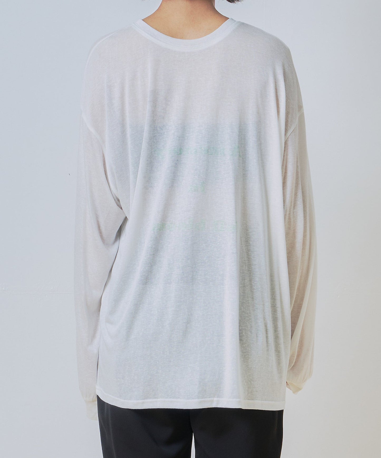 2way sheer print long tee / WHT26HCS4013