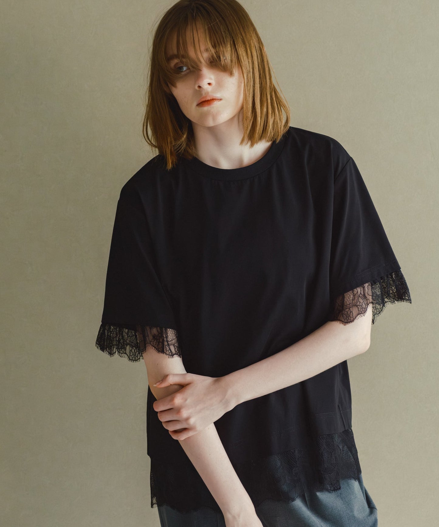 lace combination tee / WHT26HCS4016