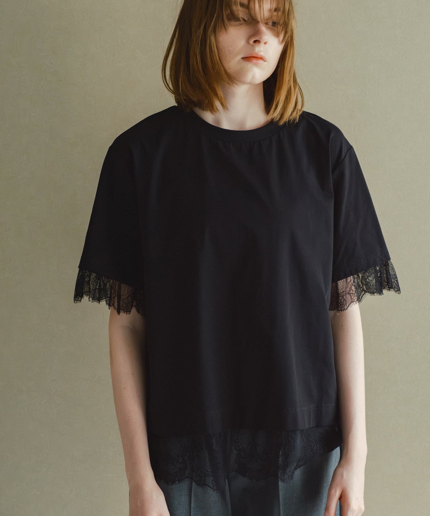 lace combination tee / WHT26HCS4016