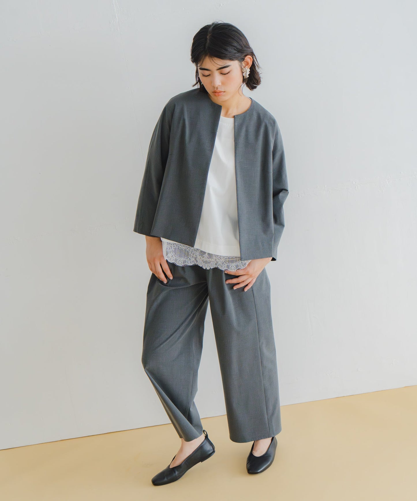 no collar jacket / WHT26HJK4056