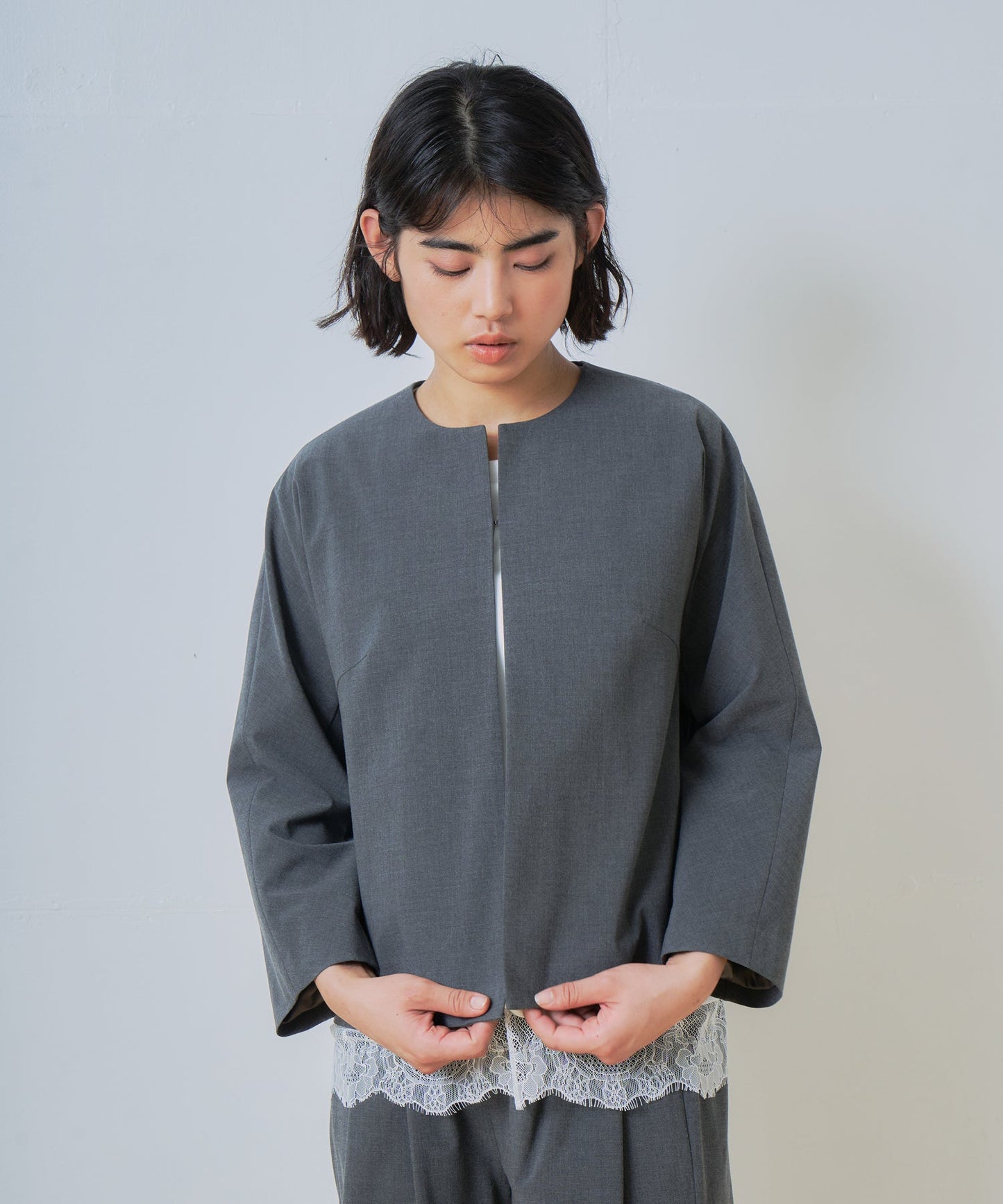 no collar jacket / WHT26HJK4056