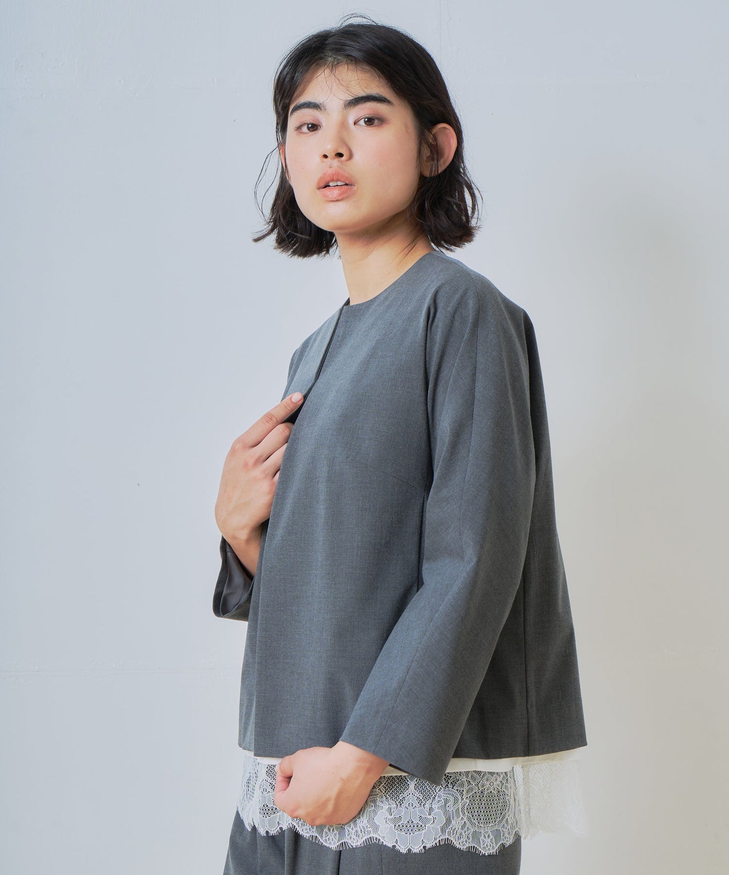 no collar jacket / WHT26HJK4056