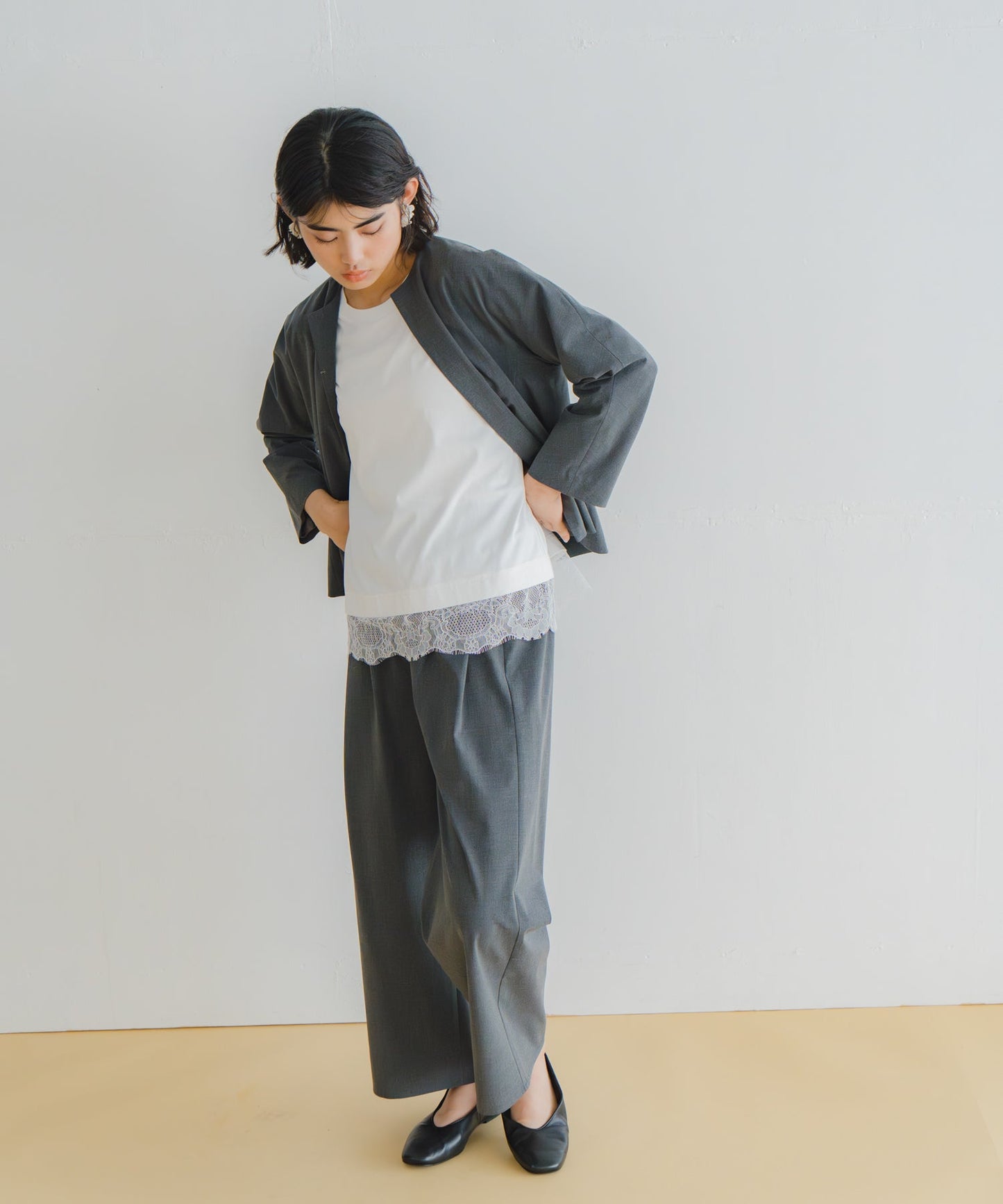 no collar jacket / WHT26HJK4056
