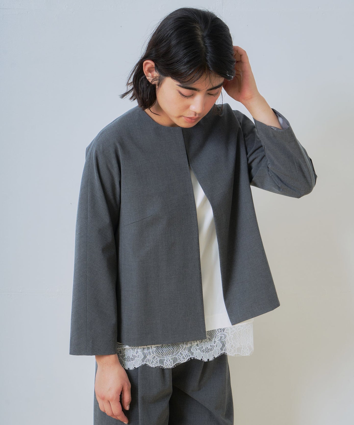 no collar jacket / WHT26HJK4056