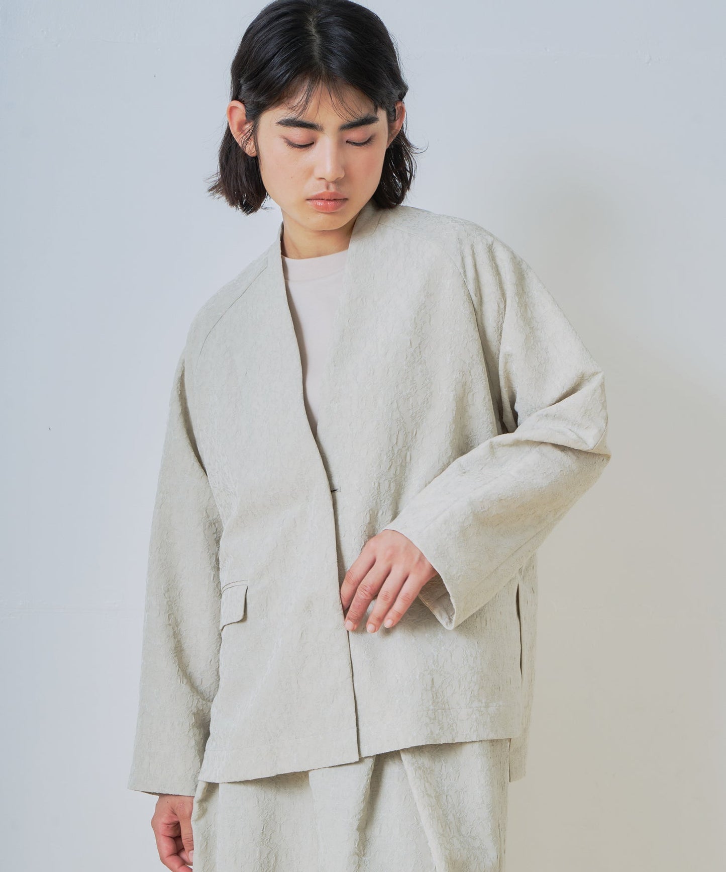 jacquard slit over jacket / WHT26HJK4059