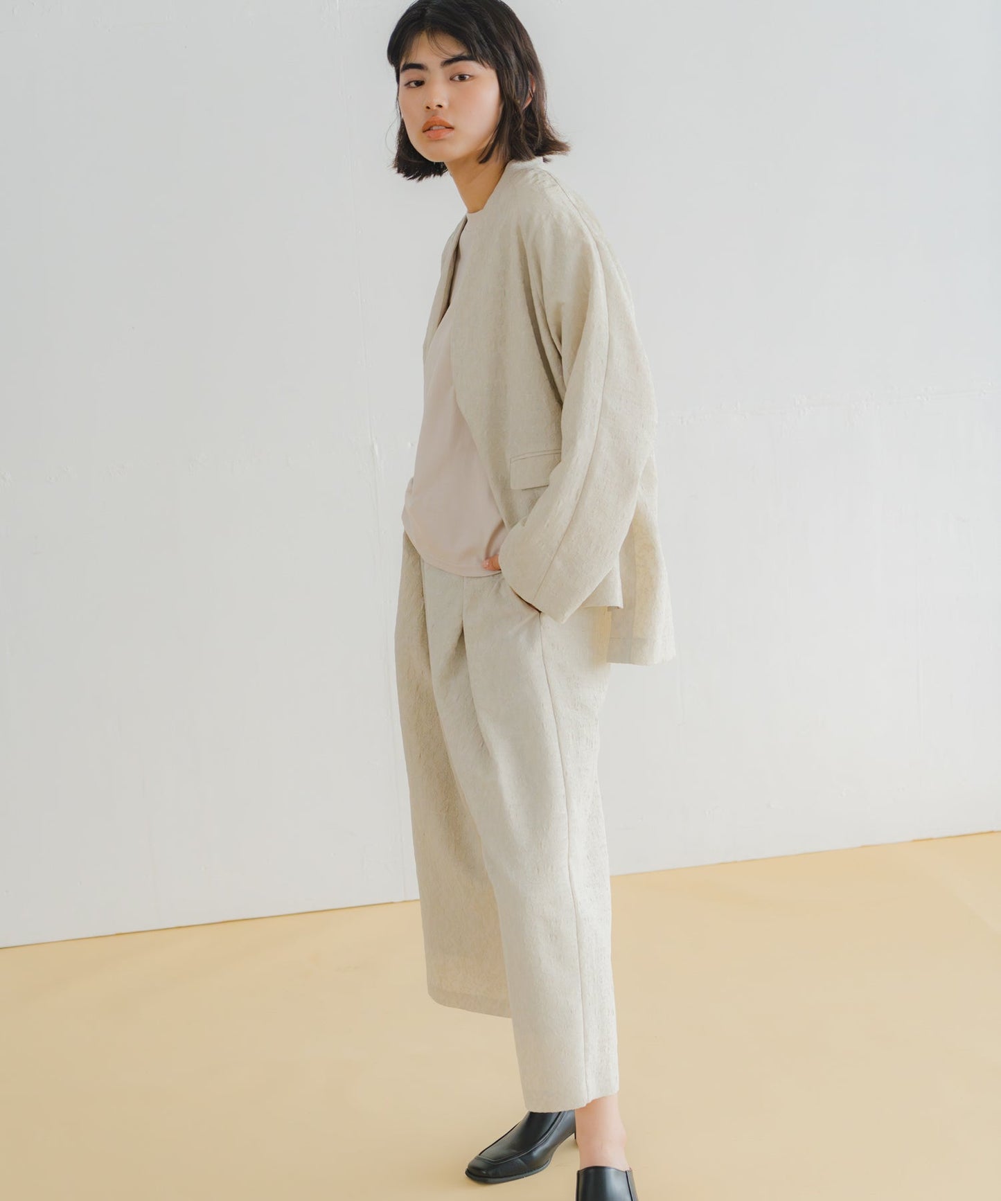 jacquard slit over jacket / WHT26HJK4059