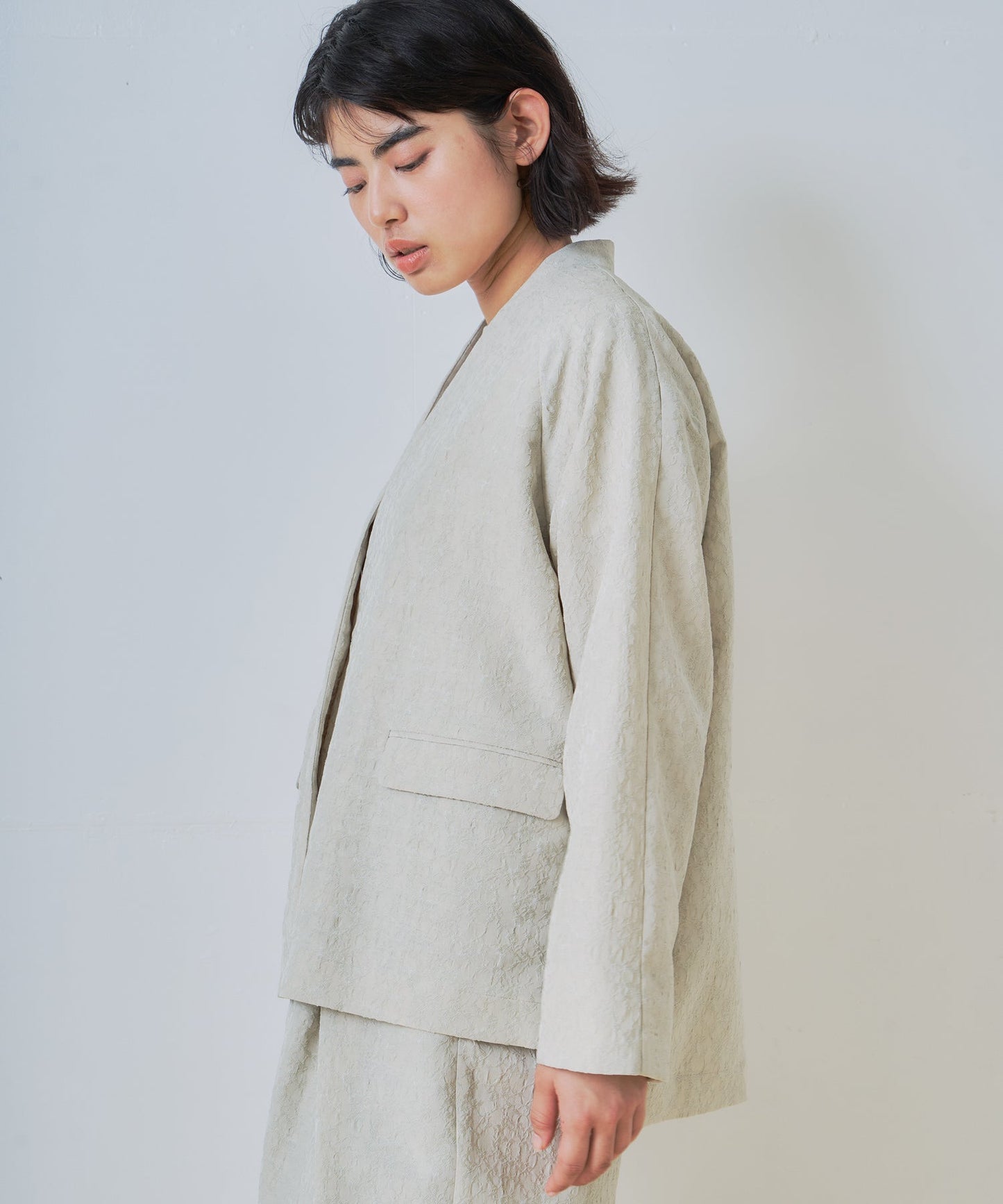 jacquard slit over jacket / WHT26HJK4059