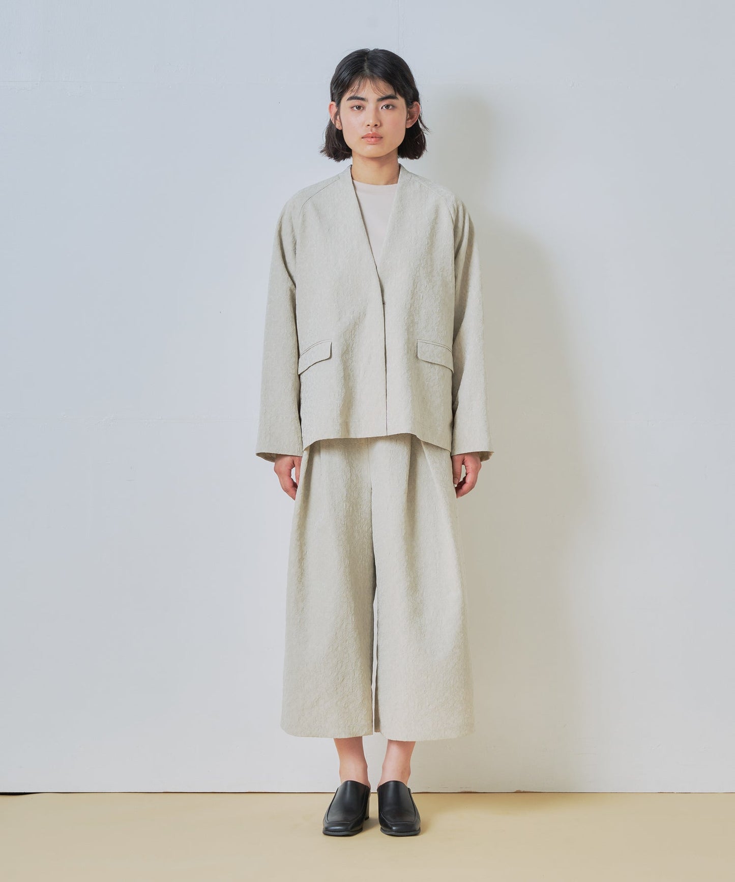 jacquard slit over jacket / WHT26HJK4059