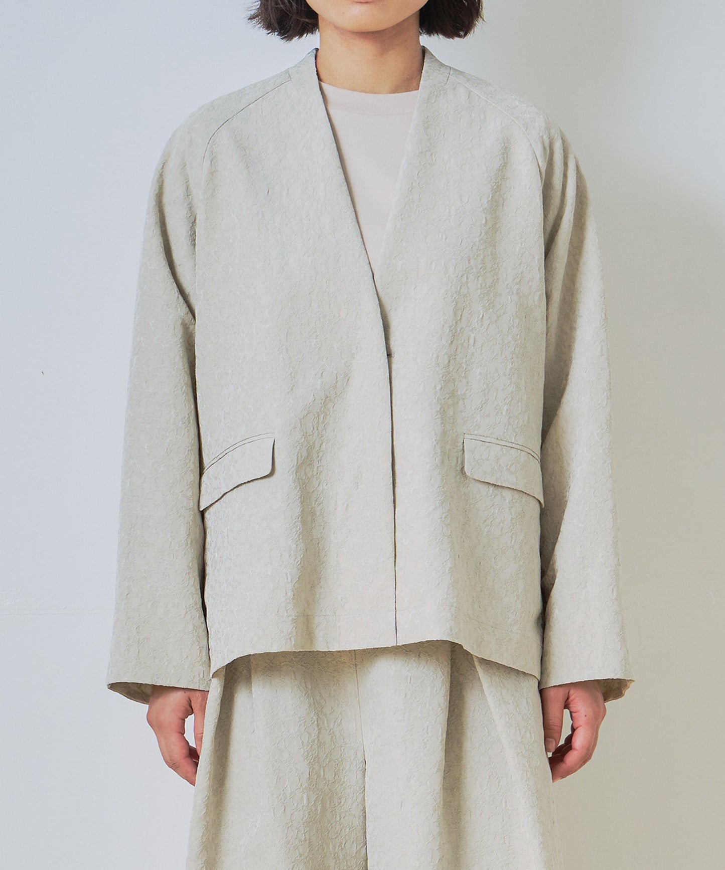 jacquard slit over jacket / WHT26HJK4059