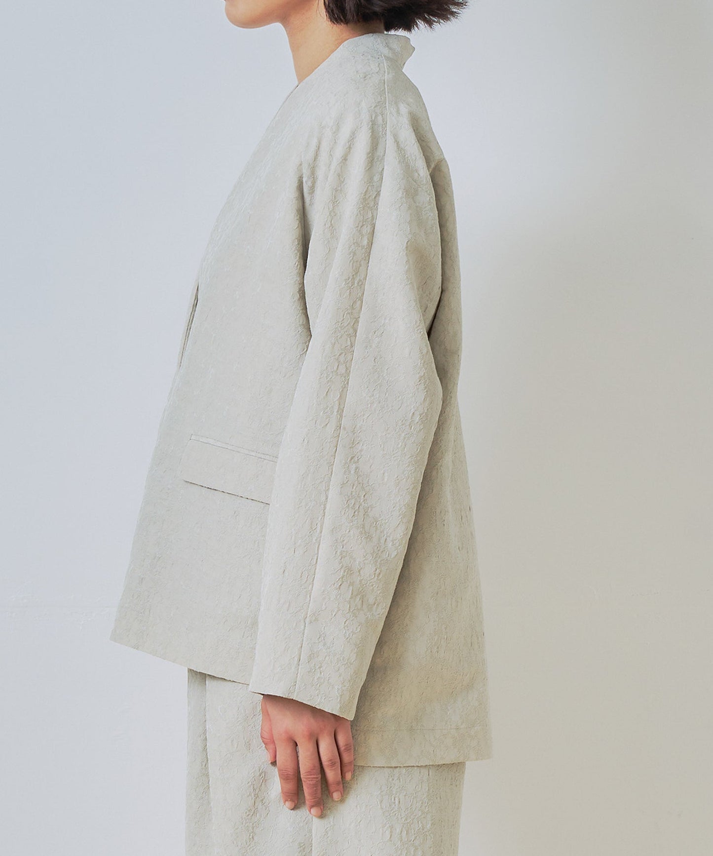 jacquard slit over jacket / WHT26HJK4059