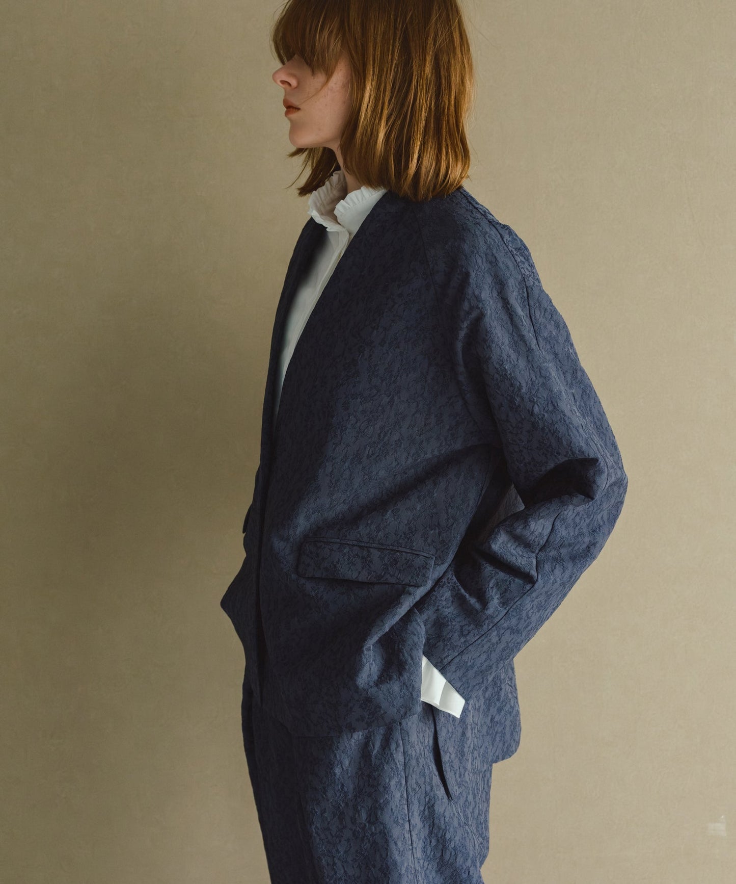 jacquard slit over jacket / WHT26HJK4059