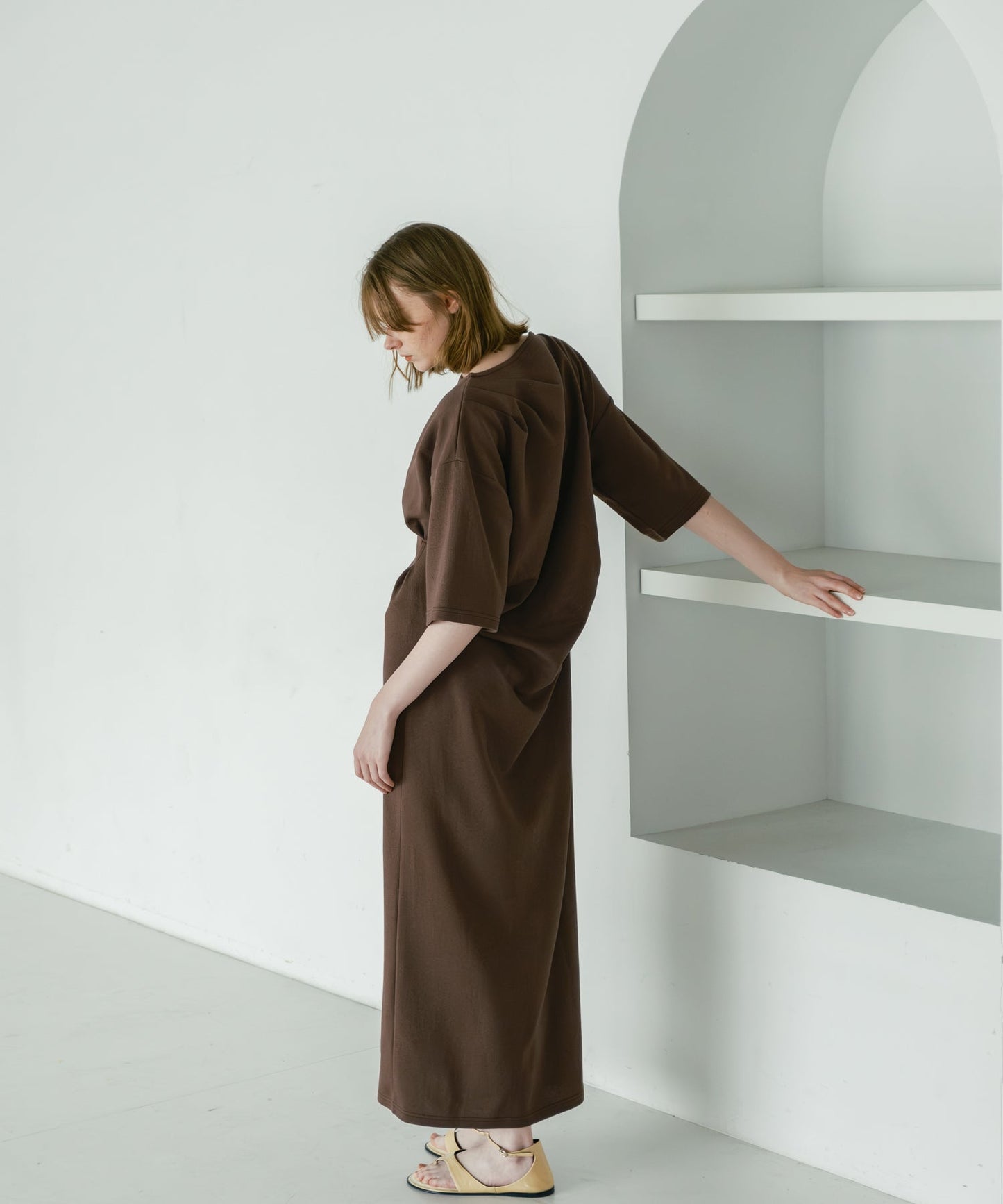 asymmetry tuck dress / WHT26HOP4078