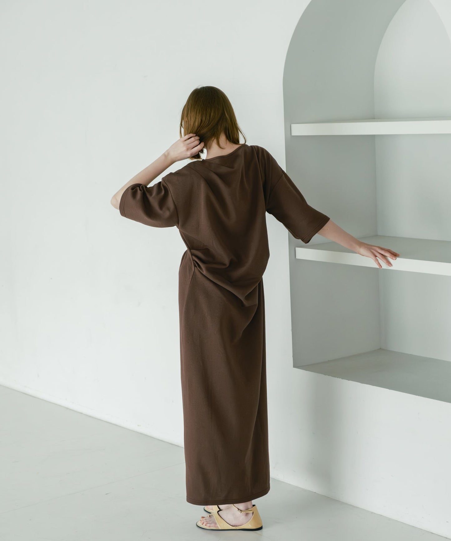 asymmetry tuck dress / WHT26HOP4078
