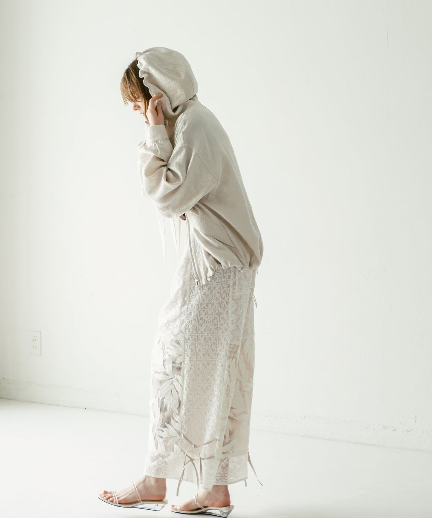 lace combination pants / WHT26HPT4063