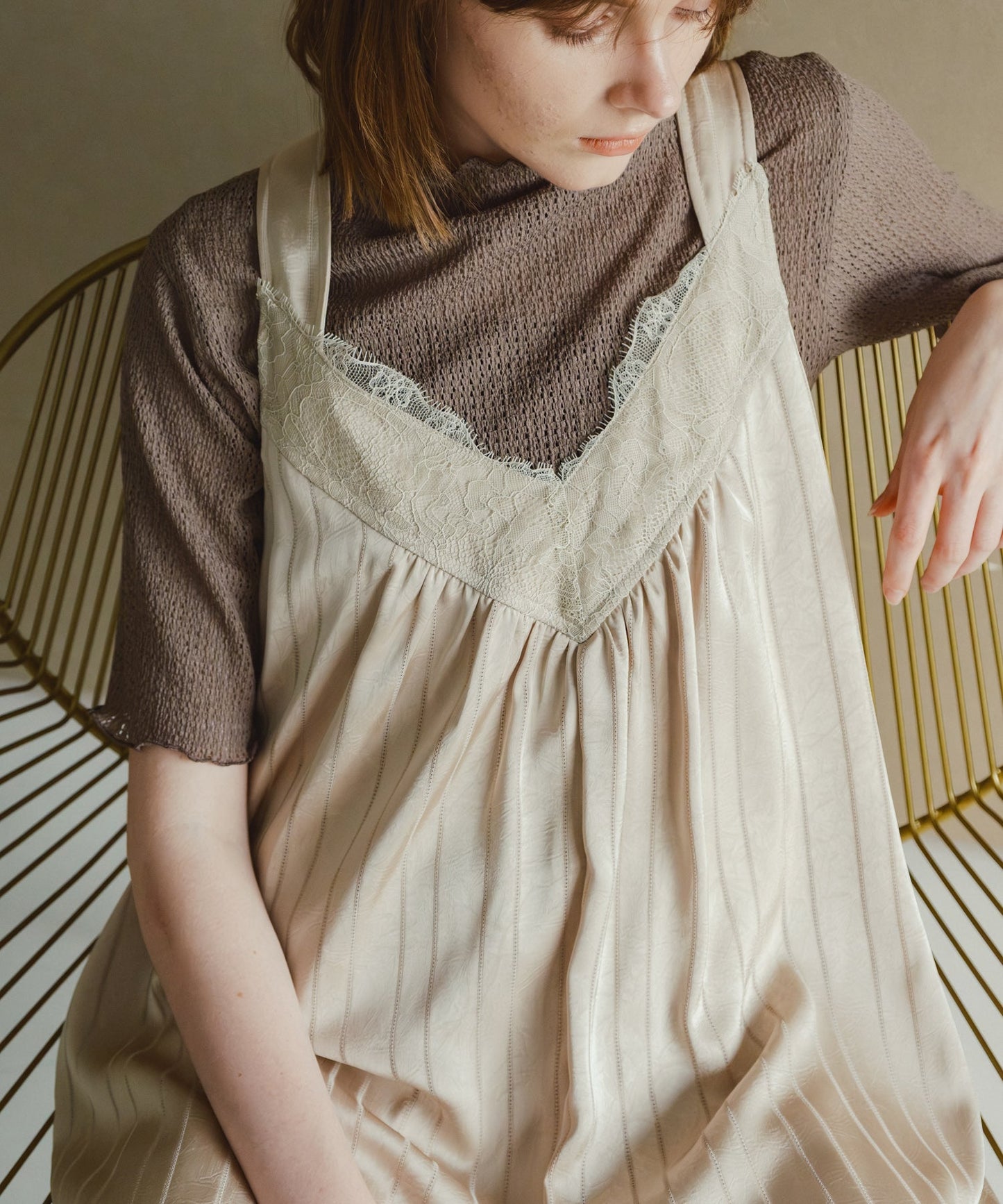 lace stain overall / WHT26HPT4069