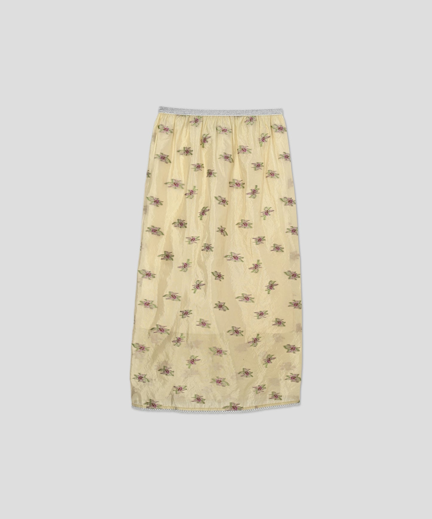 sheer flower skirt / WHT26HSK4031