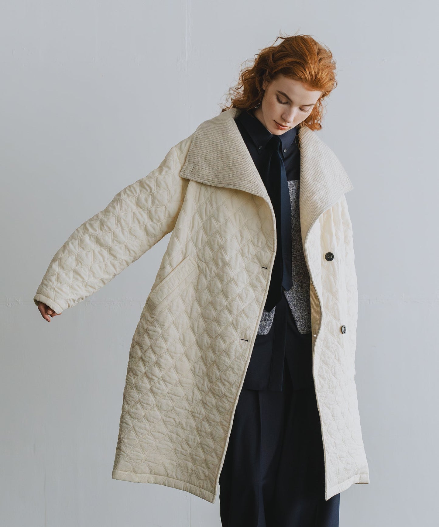 quilting asymmetry coat