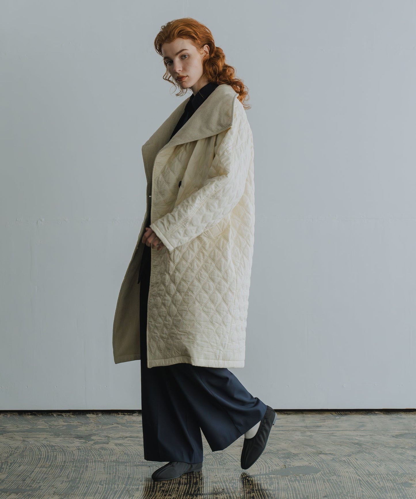 quilting asymmetry coat