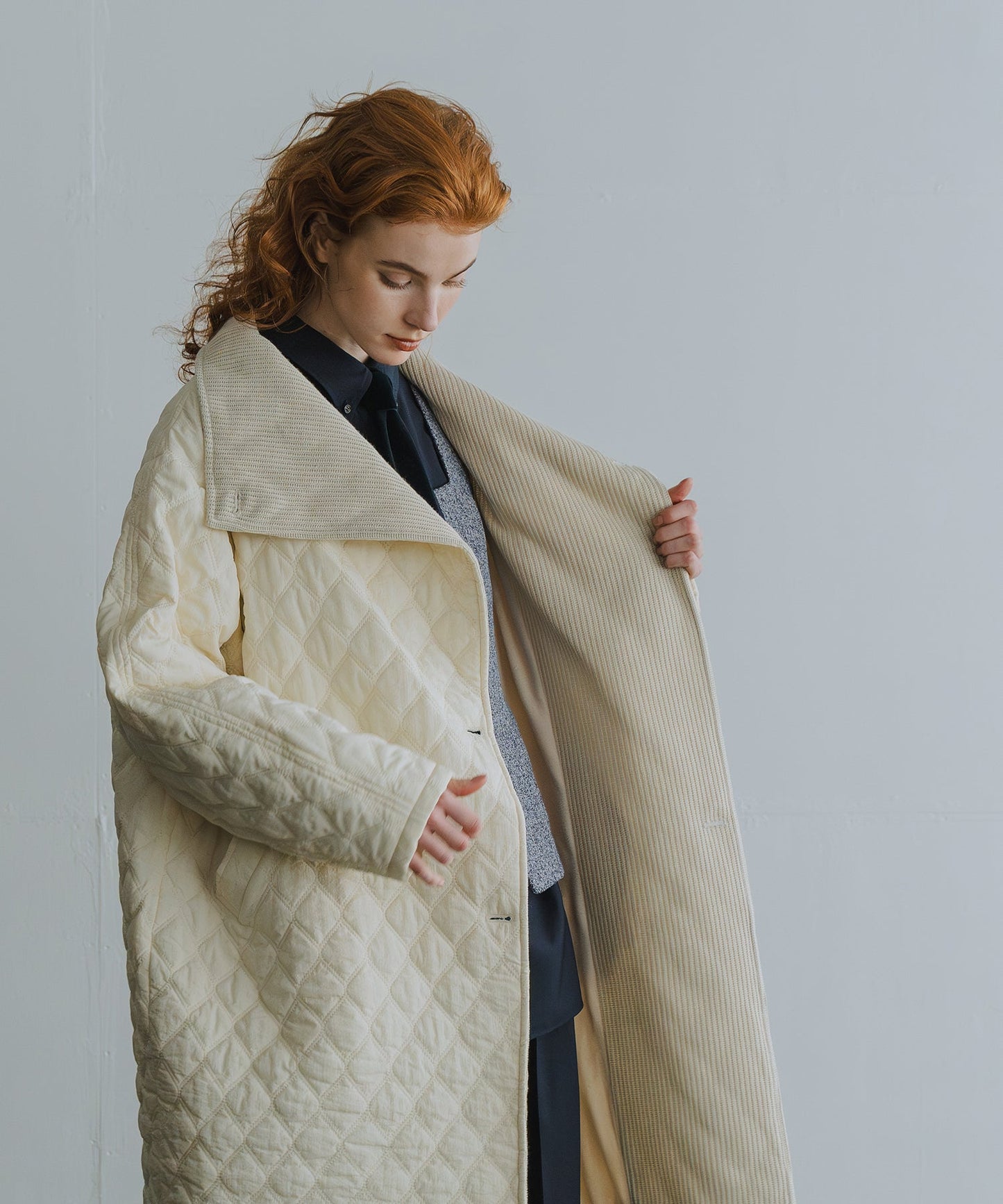 quilting asymmetry coat