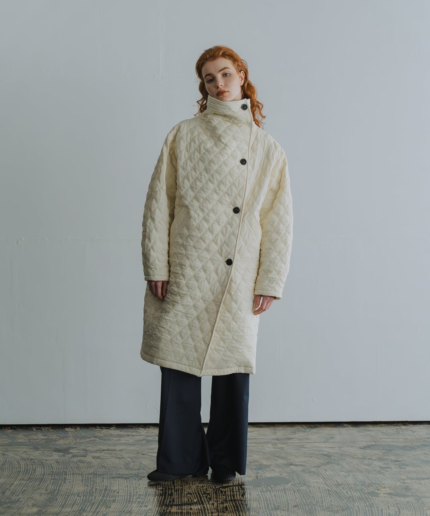 quilting asymmetry coat